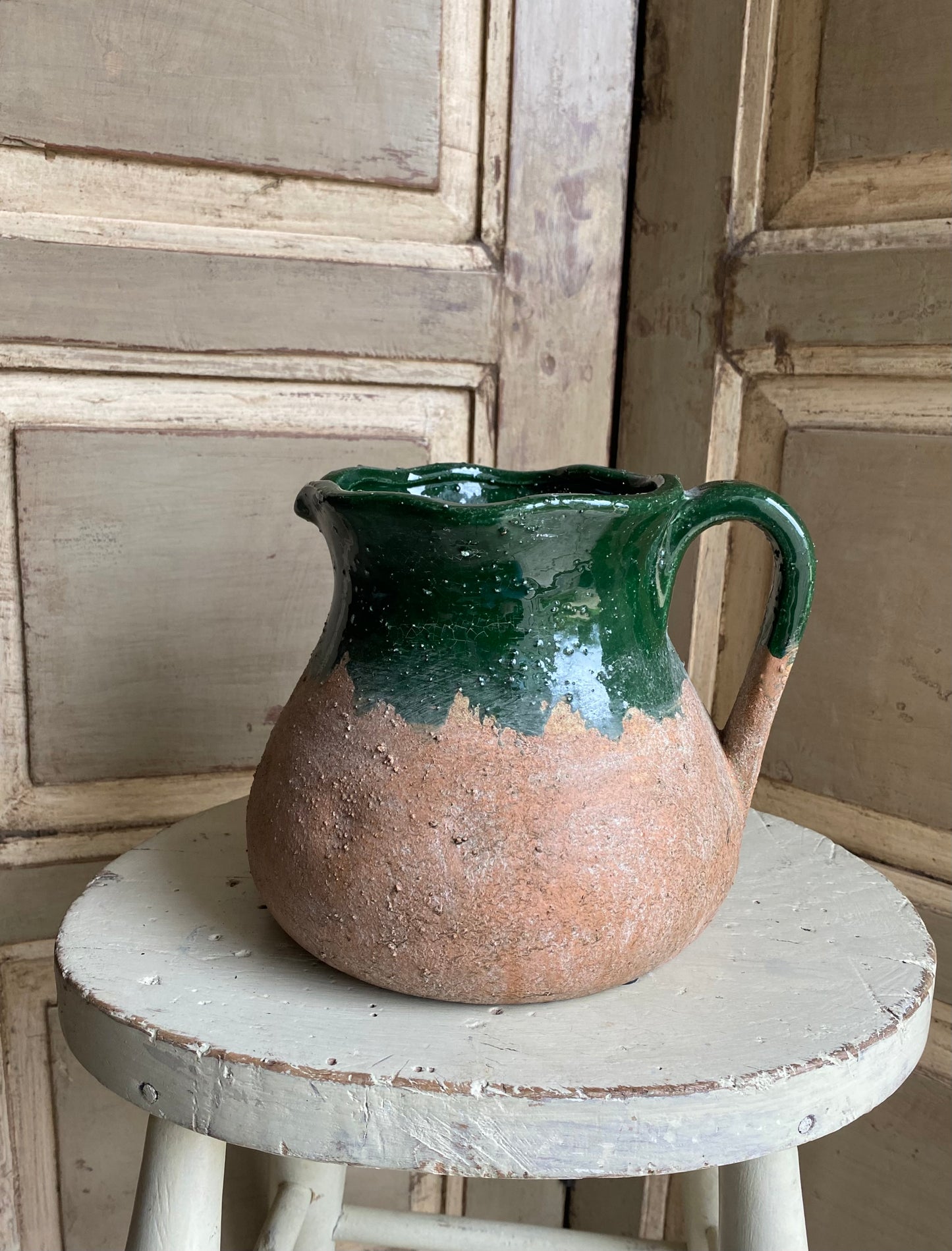 Forest Green Terracotta Jug - including a posy of flowers