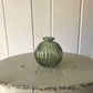 Olive Green Ribbed Glass Bowl and posy of seasonal flowers