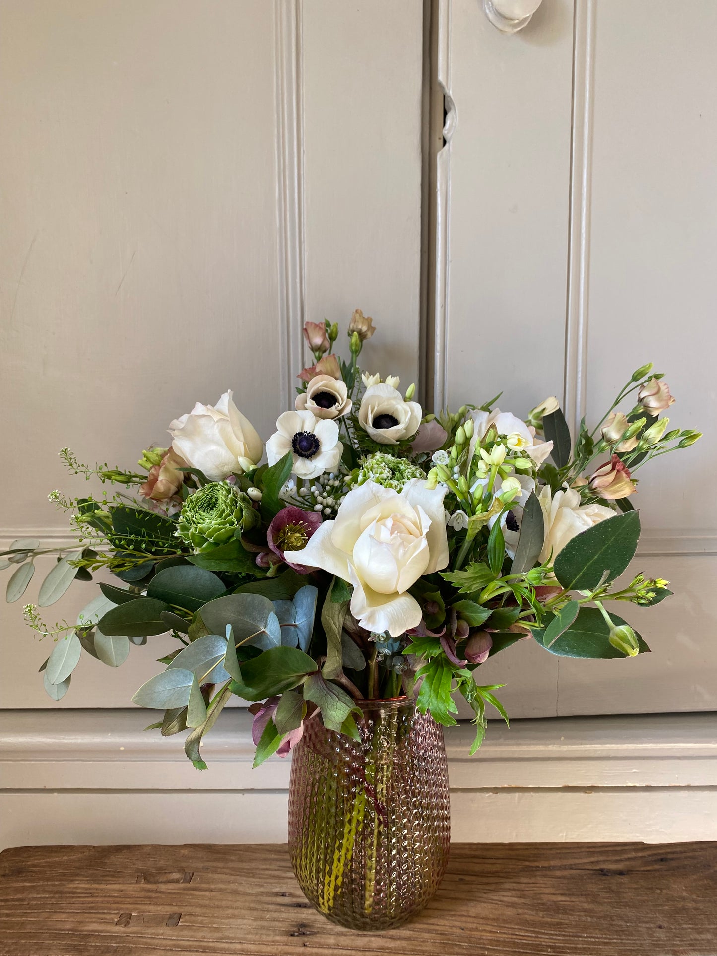 Seasonally Inspired Bunch - with a Pretty Pink Dimpled Vase