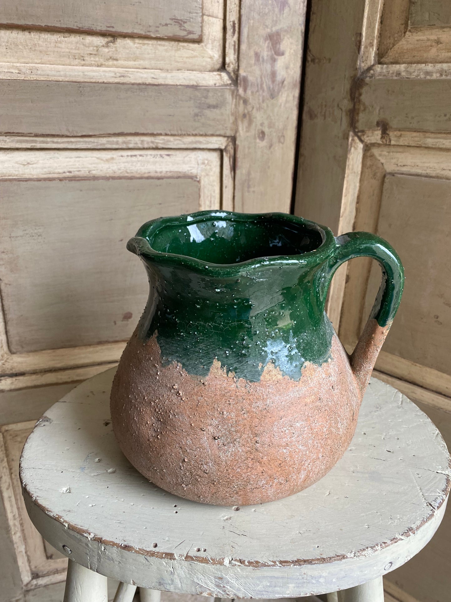 Forest Green Terracotta Jug - including a posy of flowers