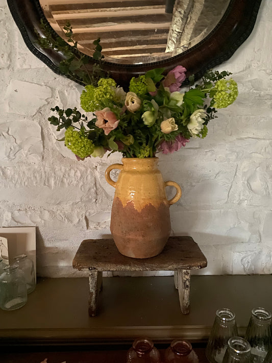 Mustard Terracotta Pot - including a posy of flowers