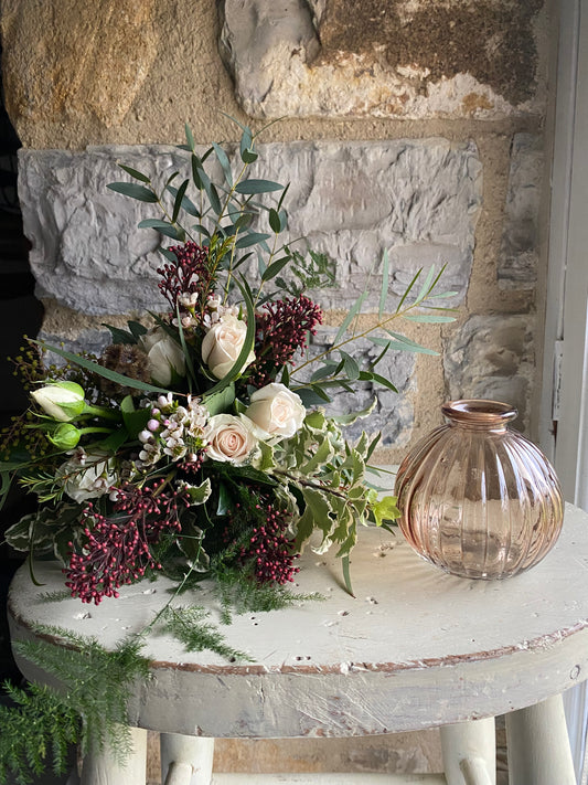 Pretty Vase in Champagne - including posy of flowers