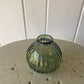 Olive Green Ribbed Glass Bowl and posy of seasonal flowers