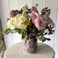 The Lavender Dot Ceramic Vase (approx 12cm) including posy of flowers