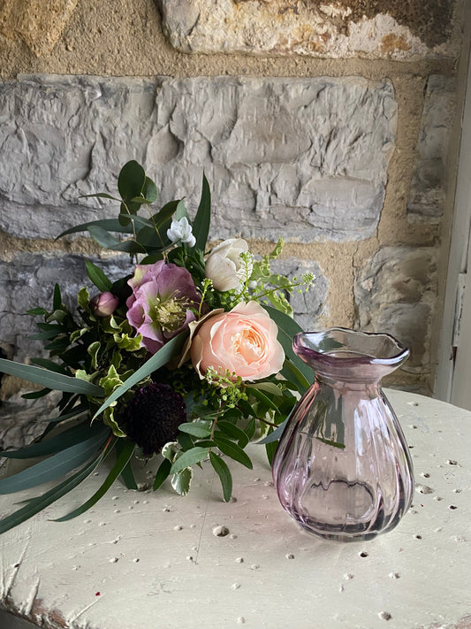 Plum Posy Bud Vase - including a posy of seasonal flowers