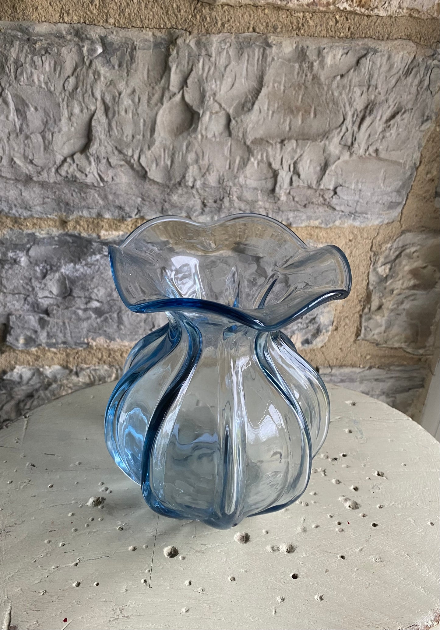 Ruffled Cobalt Vase - including a posy of flowers