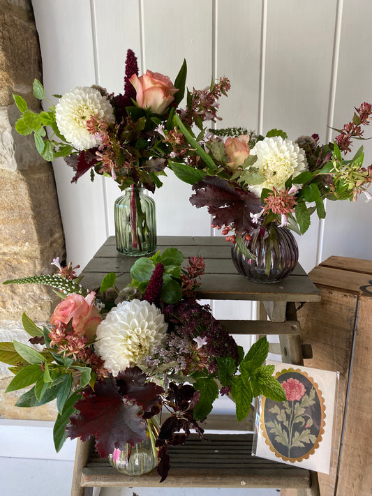 A Late Summer Trio Of Pretty Bud Vases - including a seasonal posy in each vase