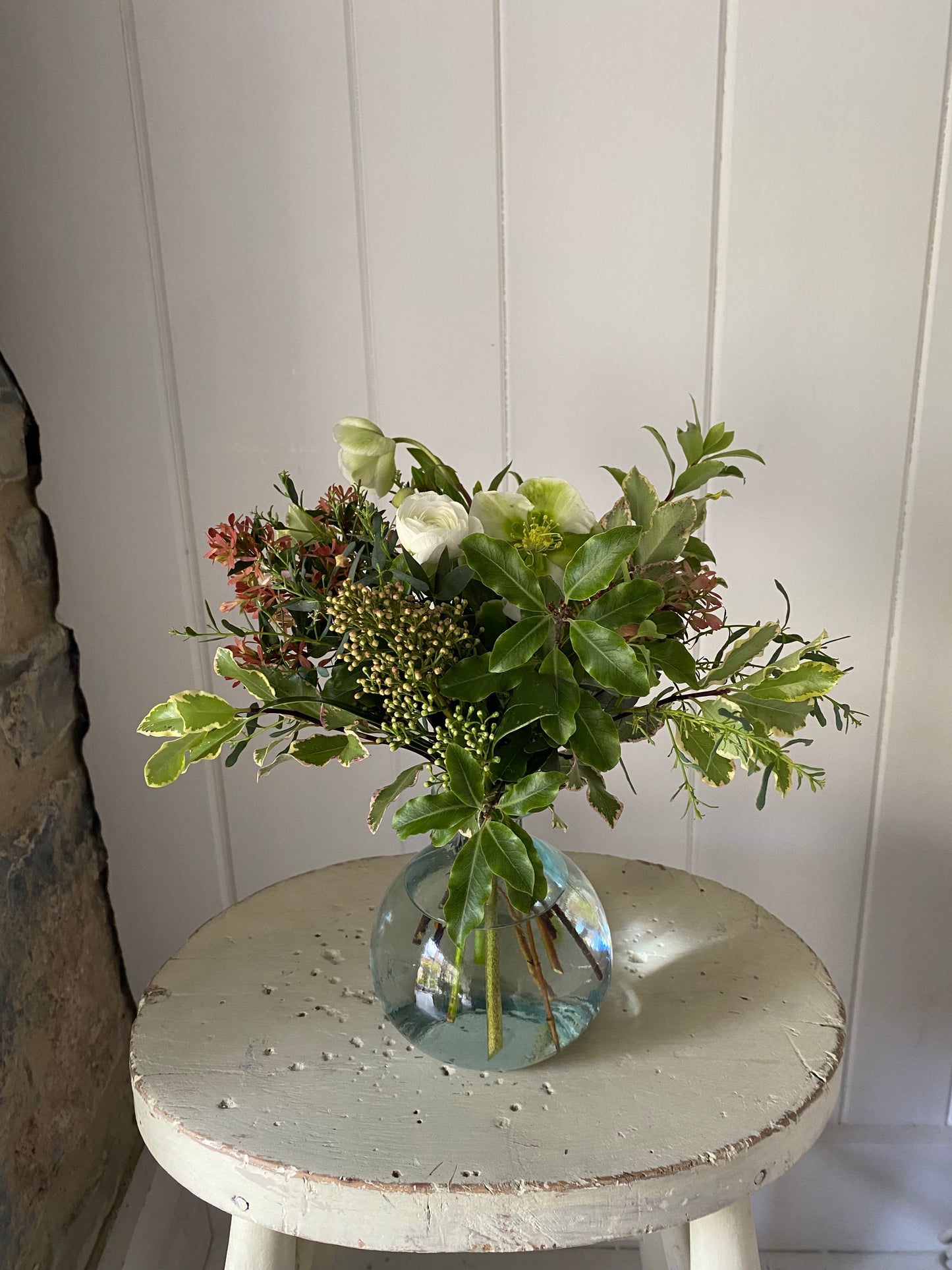 Recycled Glass Bulb - including a posy of seasonal flowers