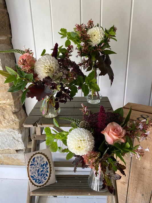 A Delicate Trio Of Pretty Bud Vases - including a seasonal posy in each vase