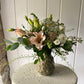 The Pistachio Dot Ceramic Vase (approx 12cm) including posy of flowers