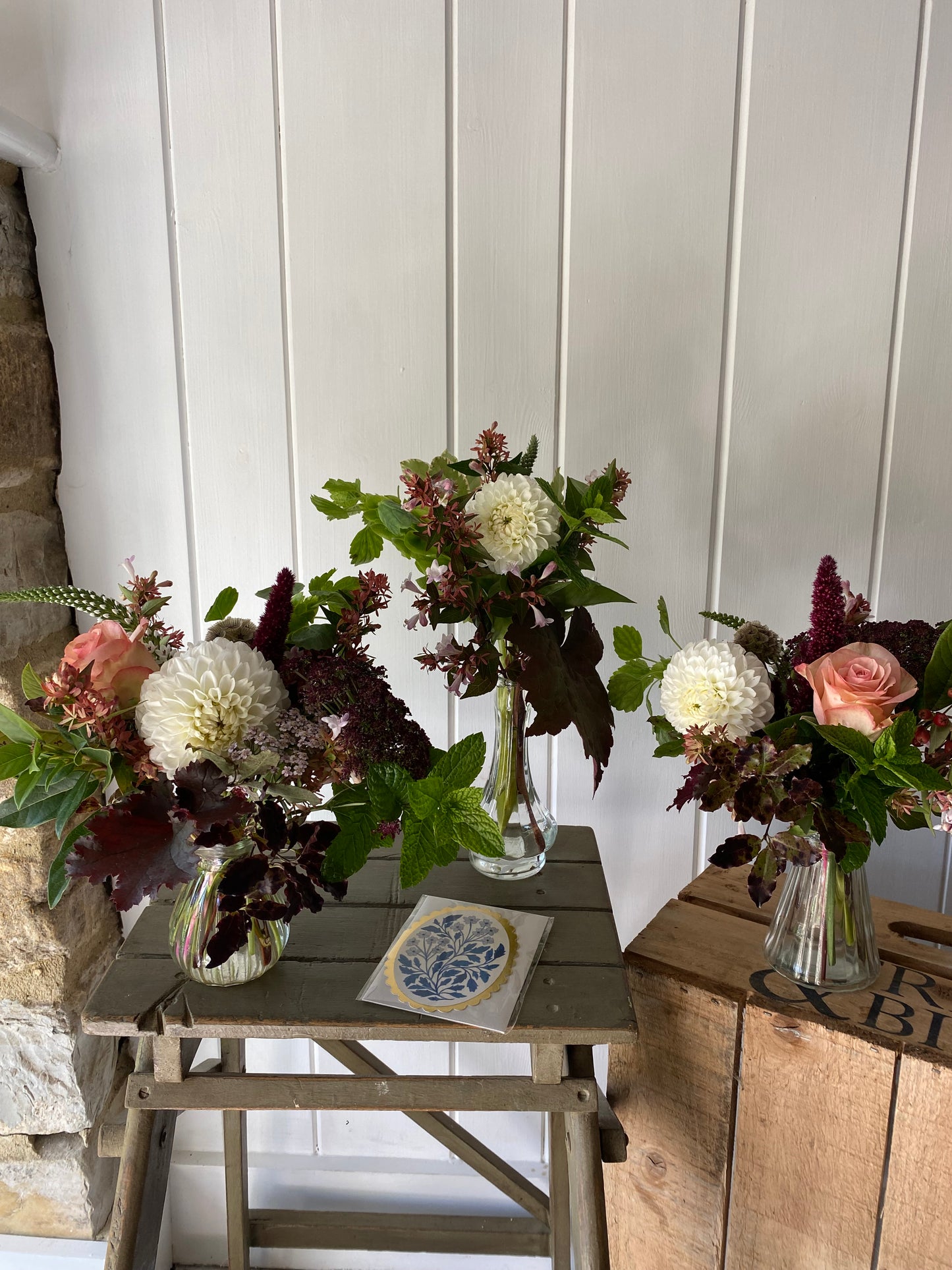 A Delicate Trio Of Pretty Bud Vases - including a seasonal posy in each vase